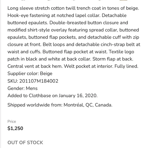 Feng Chen Wang Beige Double Layer Trench Coat Size M - Picture 10 of 10